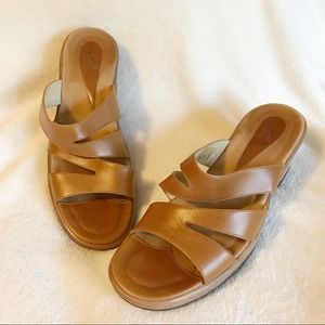 Dansko Tan Slip On Slide Heeled Sandals